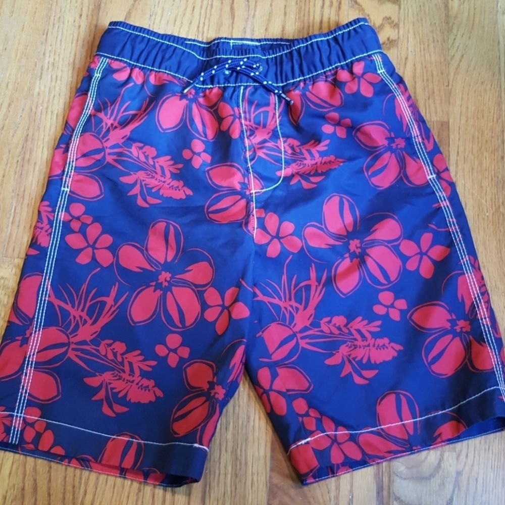 Gap Boy's Red and Blue Hawaiian swim suit trunks